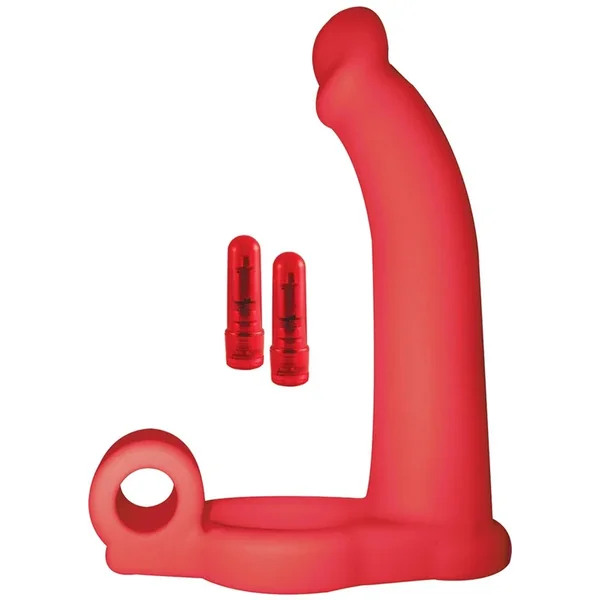 Double Penetrator Studmaker Silicone Vibrating Cock Ring