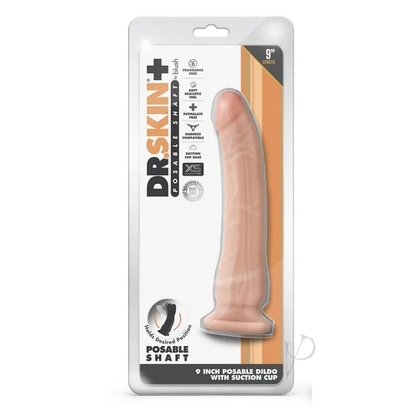 Dr. Skin Plus Gold Collection Posable Dildo with Suction Cup 9in - Vanilla