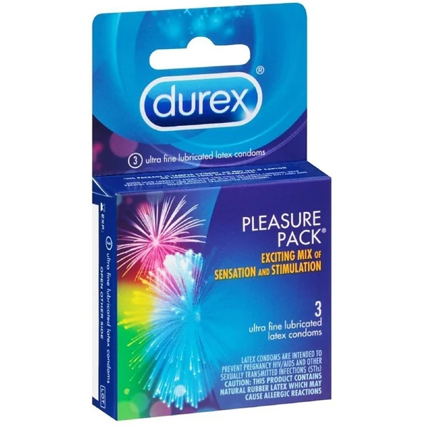 Durex Pleasure Pack Lubricated Latex Condoms 3-Pack