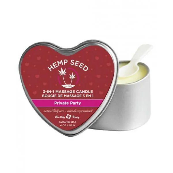Earthly Body Candle 3 N 1 Heart Edible Private Party 4oz