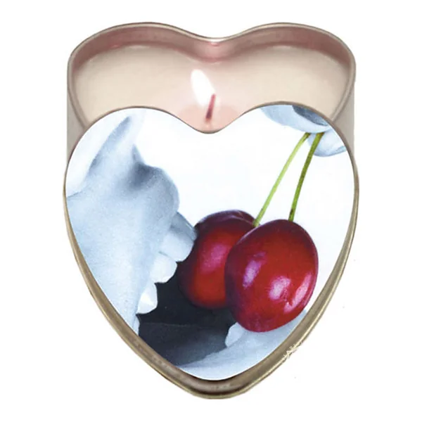 Earthly Body Hemp Seed Heart-Shaped Edible Massage Candle Cherry