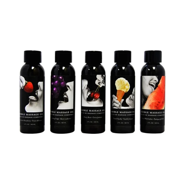 Edible Massage Oil - 25 Count Display - 2 Oz. Bottles - Assorted Flavors