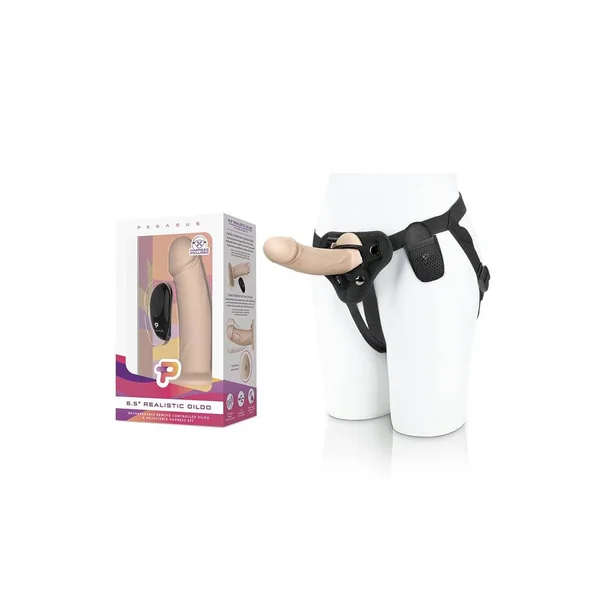 Electric Eel - Pegasus - 6.5" Vibrating Realistic Dildo With Harness - Beige