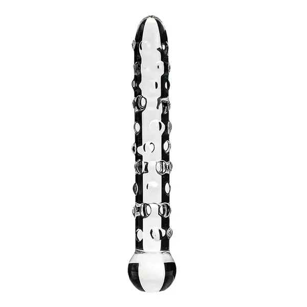 Elegant Glass Threaded Anal Plug With Heart-Shaped Beads Stimulator