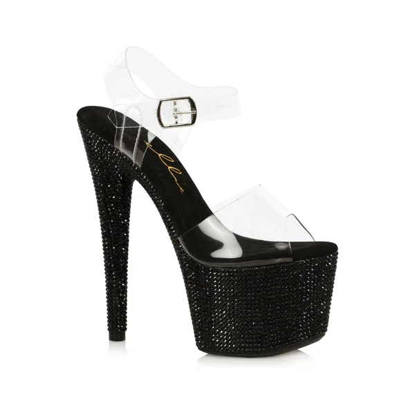 Ellie Shoes 709-ZINA Smoke Rhinestone Covered Platform