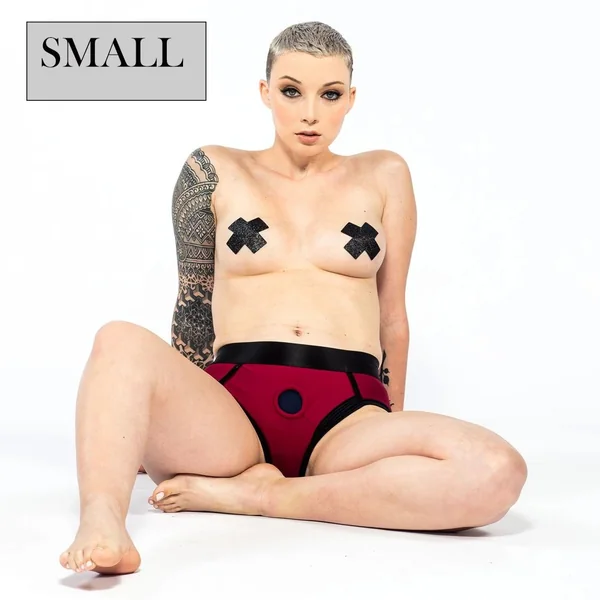 EM. EX. Active Strap On Harness Wear Contour Harness Briefs Red Sportsheets