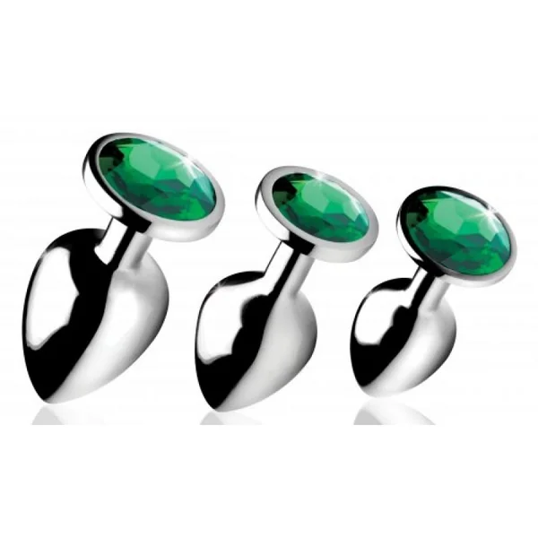 Emerald Gem Metal Anal Plug Set