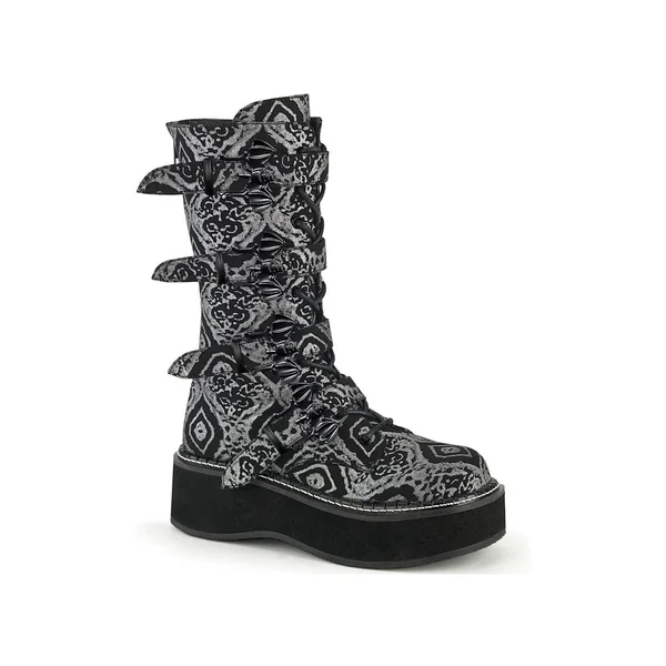 EMILY-322 Knee Boot | Black Faux Leather