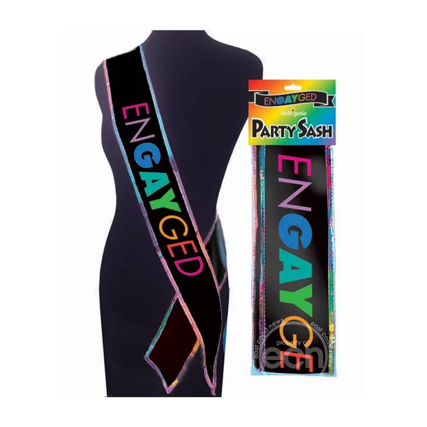 Engayged Pride Party Sash - Black/Rainbow