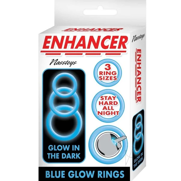 Enhancer Glow Rings Silicone Cockring - Blue