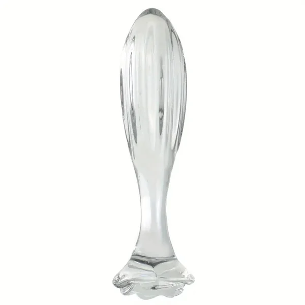 Ergonomic Handle Clear Glass Anal Plug G-Spot Massager With Ribbed Texture