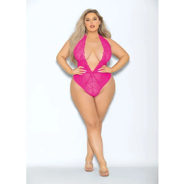 Euphoria Neon Deep V Teddy Neon Pink QN