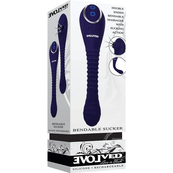 Evolved Bendable Sucker Dual End Silicone Rechargeable Vibrator - Purple