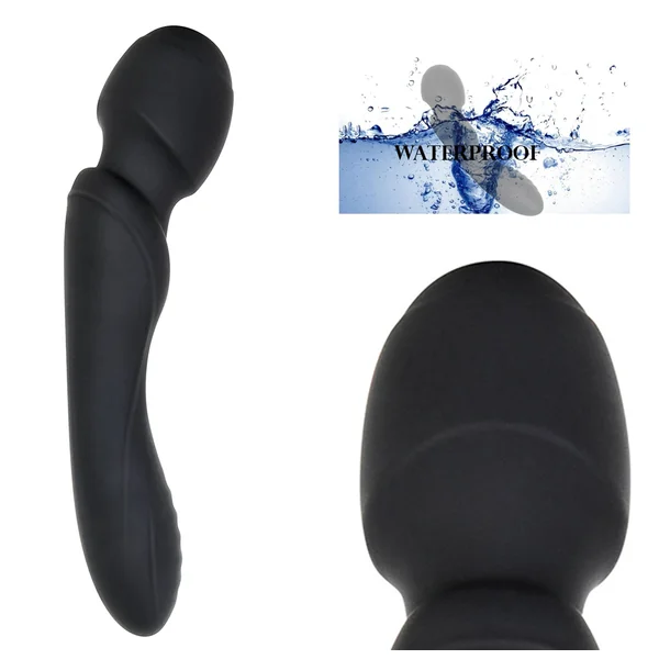 Evolved Wanderlust Silicone Powerful Dual Sided Rechargeable Wand Vibrator Black