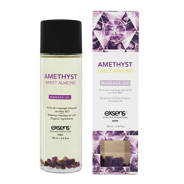 EXSENS of Paris Organic Massage Oil w/Stones - Amethyst Sweet Almond