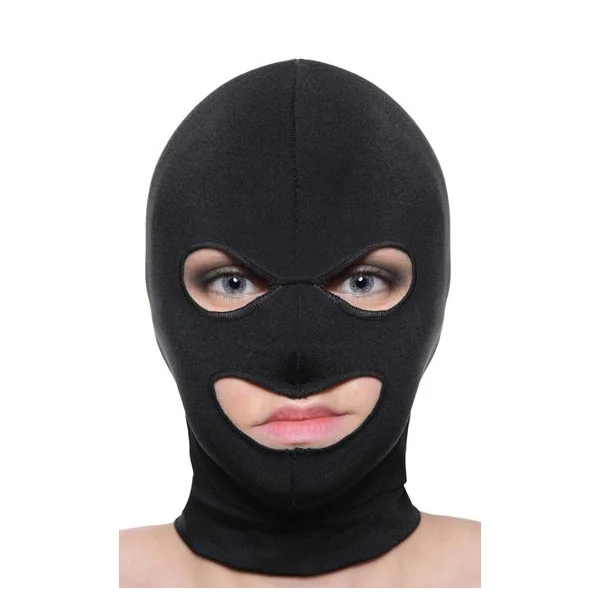Extreme Bondage Gear: Facade Spandex Hood With Eyes And Mouth Holes Black O/S