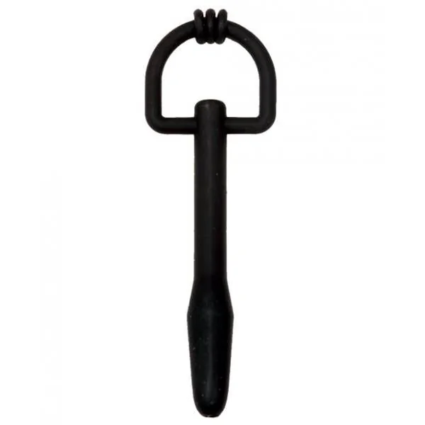 Extreme Bondage Gear: Silicone Cum Thru D-Ring Penis Plug Black