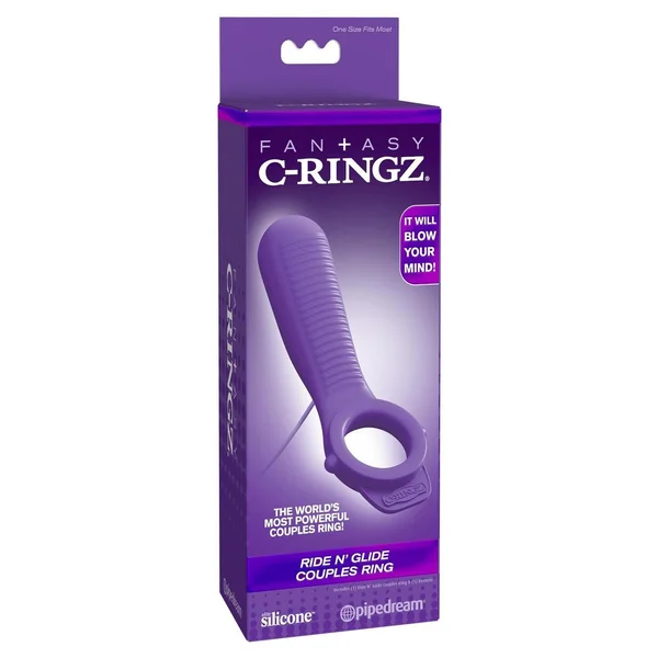 Fantasy C Ringz Ride N Glide Couples Ring Vibe Silicone Cockring Purple