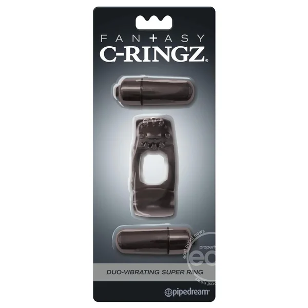 Fantasy C-Ringz Duo-Vibrating Super Cock Ring with Bullets - Black
