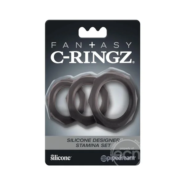 Fantasy C-Ringz Silicone Designer Stamina Cock Ring Set - Black