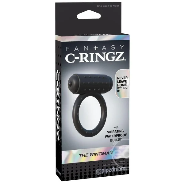 Fantasy C-Ringz The Wingman Cock Ring with Bullet - Black