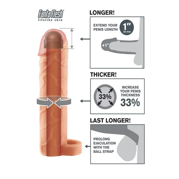 Fantasy X-Tensions Perfect 1in Extension Sleeve with Ball Strap