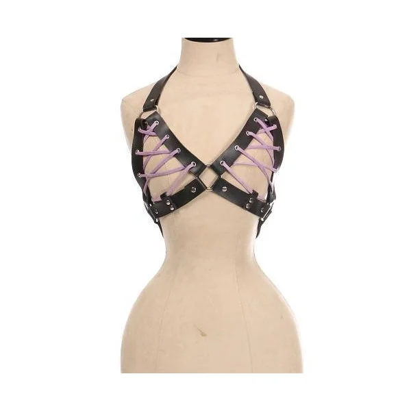 Faux Leather Lace-Up Bra Top