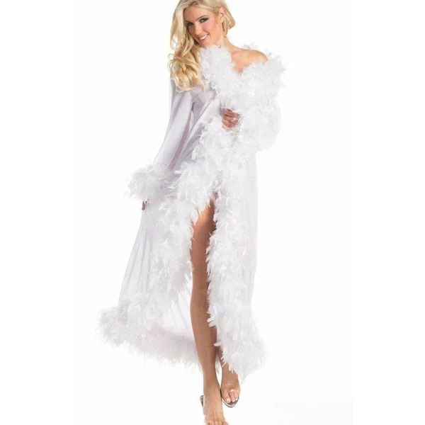 Feather Trim Full Length Robe