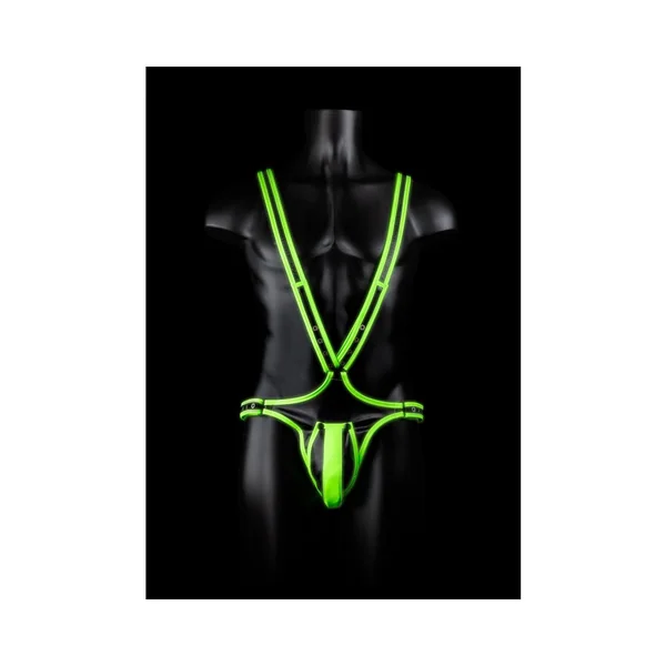 Fetish Clothing: Ouch! Glow Full Body Harness – Glow In The Dark – Green