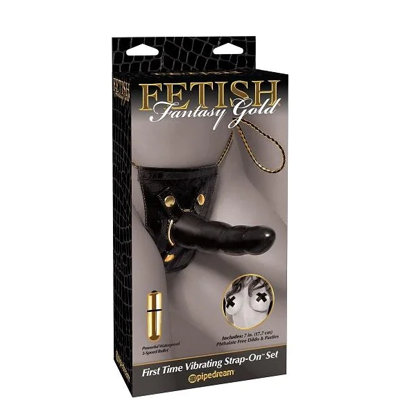 Fetish Fantasy Gold First Time Vibrating Strap-On Set
