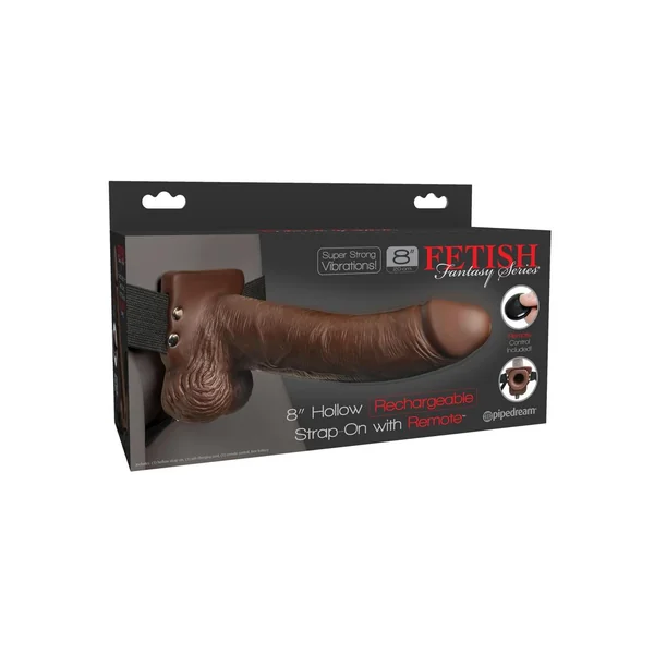 Fetish Fantasy Rechargeable Hollow Strap-on With Remote 8 inches Brown