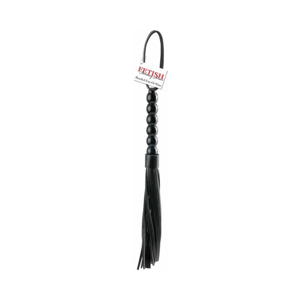 Fetish Fantasy Series Beaded Cat-o-Nine Tails Flogger Black