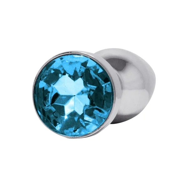 Fetish Pleasure Play Small Anal Plug w/Light Blue Jewel