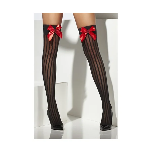 Fever Lingerie Stockings With Bow & Heart Black