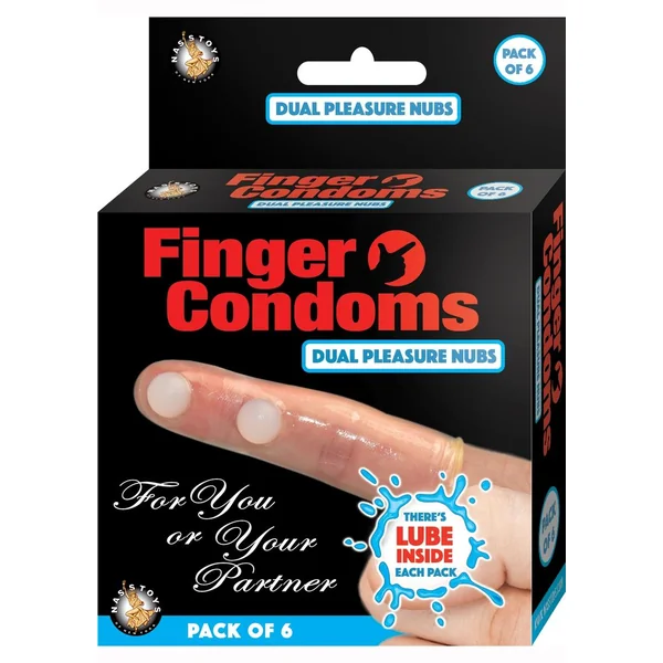 Finger Condoms Dual Pleasure Nubs 6 Each Per Pack