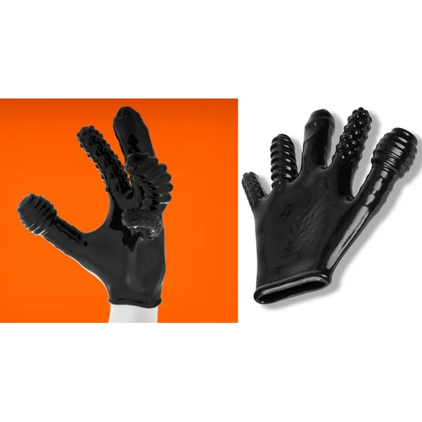 Finger Fuck Textured Glove Butt Plug Black Blue Ox Designs