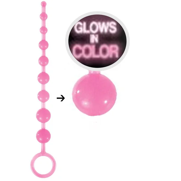 Firefly Pleasure Anal Beads Glow In The Dark Pink