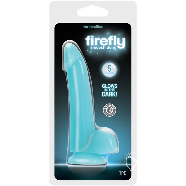 Firefly Smooth Dong Dildo Glow In The Dark 5in - Blue