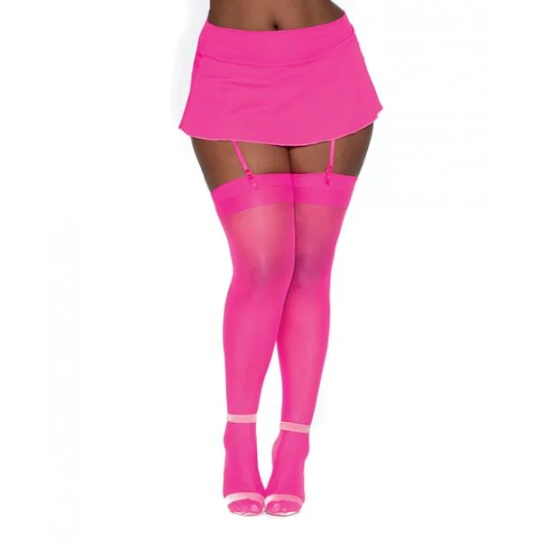 Fishnet Thigh High W/ Back Seam Hot Pink Q/s