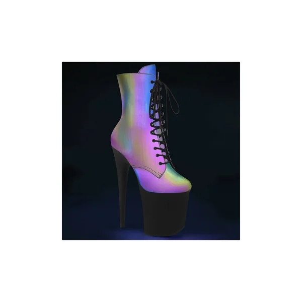 FLAMINGO-1020REFL Exotic Platform Boot | Black Faux Leather