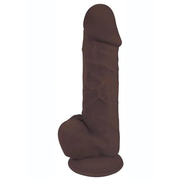 Fleshstixxx Dual Density Silicone Bendable Dong with Balls 8in – Chocolate