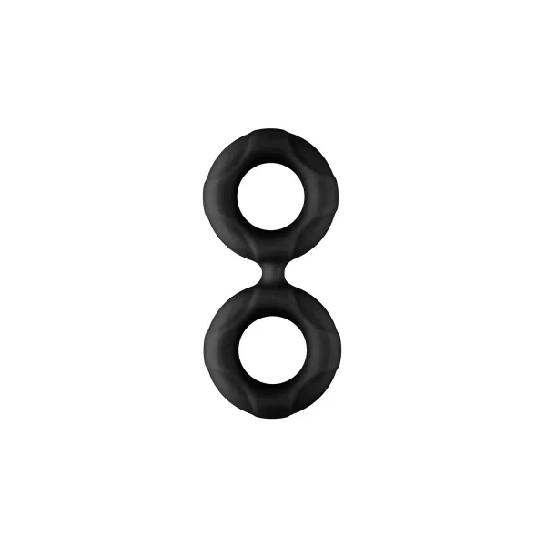 Forto F-81 Liquid Silicone Cock & Ball Double Ring, Large, Black