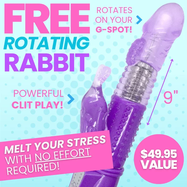 FREE Ribbed Rotating Rabbit Vibe in Purple - Effortless Blended Orgasms
