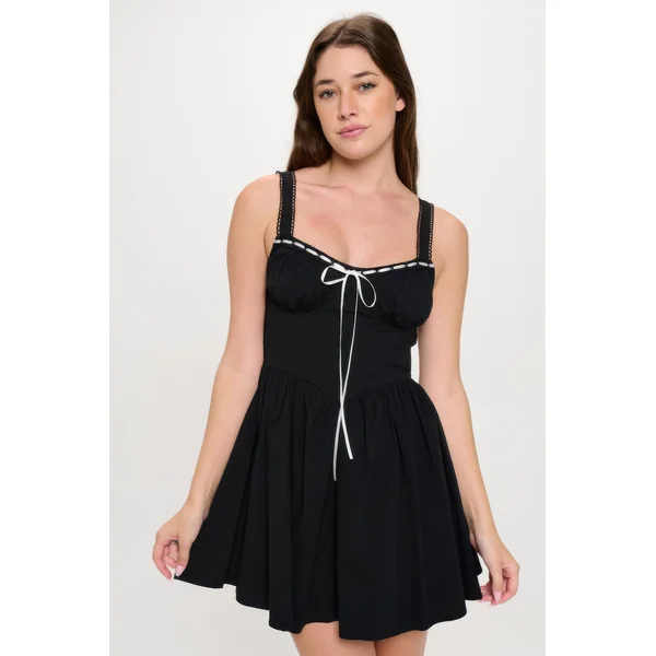 Front Ribbon Tie Bustier Dress