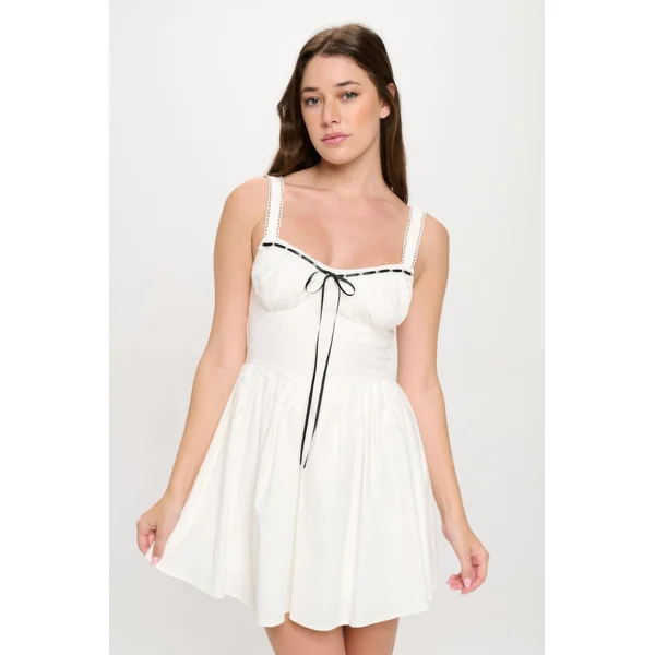 Front Ribbon Tie Bustier Dress