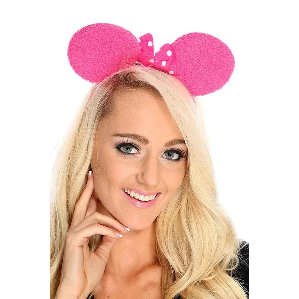 Fuchsia Tinsel Terrycloth Bow Tie Mouse Ears