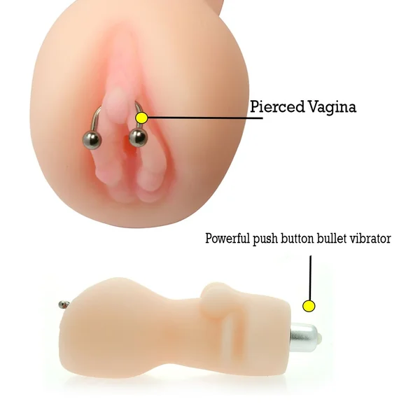 Fukpussy Pierced Vagina Pussy Masturbator With Bullet Flesh