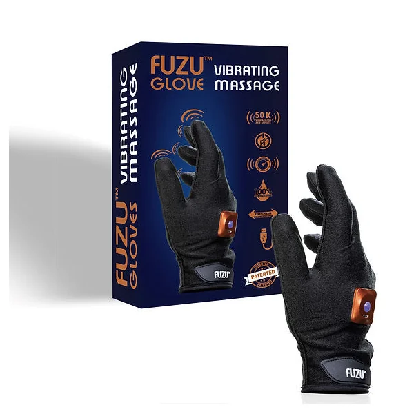Fuzu Vibrating Rechargeable Single Massage Glove - Black