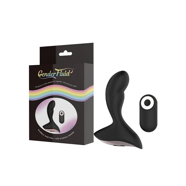 Gender Fluid Rumble Anal Vibe With Remote Silicone Black
