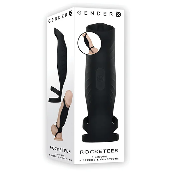 Gender X Rocketeer Rechargeable Silicone Penis Sleeve - Black
